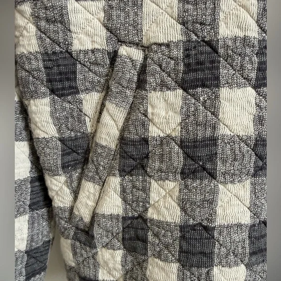 Marine Layer Snap Placket Quilted Pullover Jacket Sweatshirt Check Henley Polo M - Picture 11 of 11